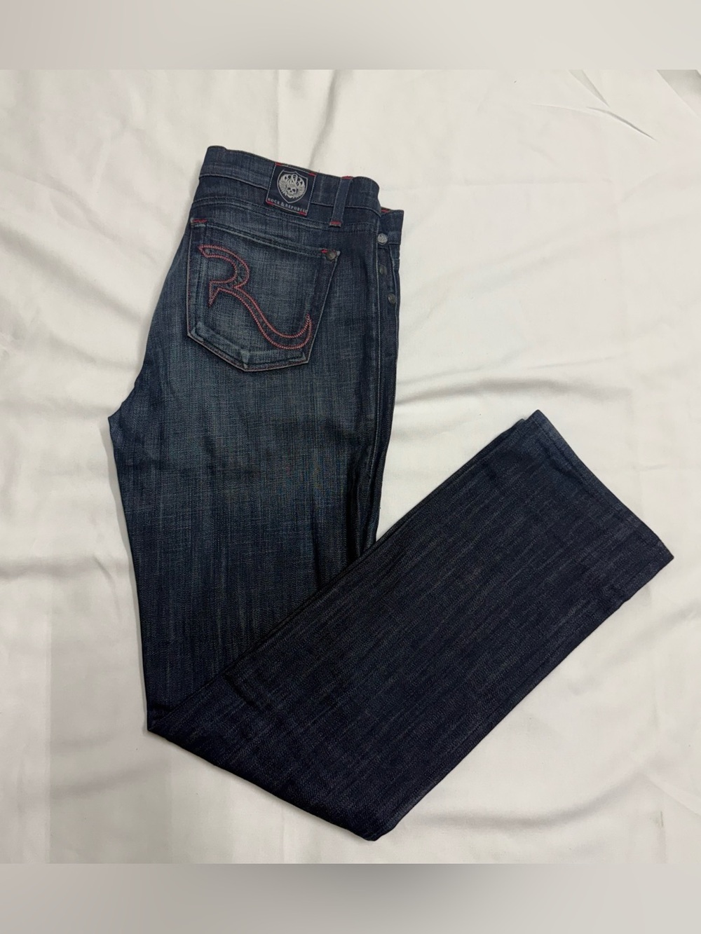 Rock & Republic Dark Indigo Jeans with Red Stitching